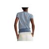 Polo Ralph Lauren Striped Knit Crew Neck Short Sleeve T-Shirt Women Tops Blue 211801541-001
