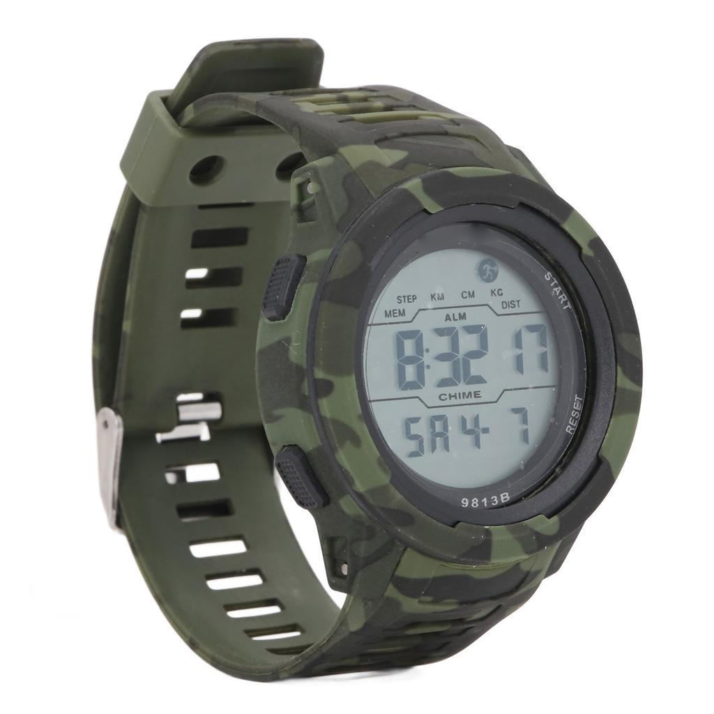 Men Digital Sports Watch 50m Waterproof Watch with LED Backlight Camouflage Watch for Men