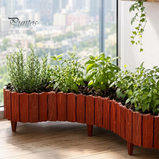 Decorative Garden Fence Edging Border, 5.91Ft 7.87Ft 11.81Ft Plastic Flexible Lawn Wood Retro Look, No Dig Panels for Flower Beds Lawns Bed