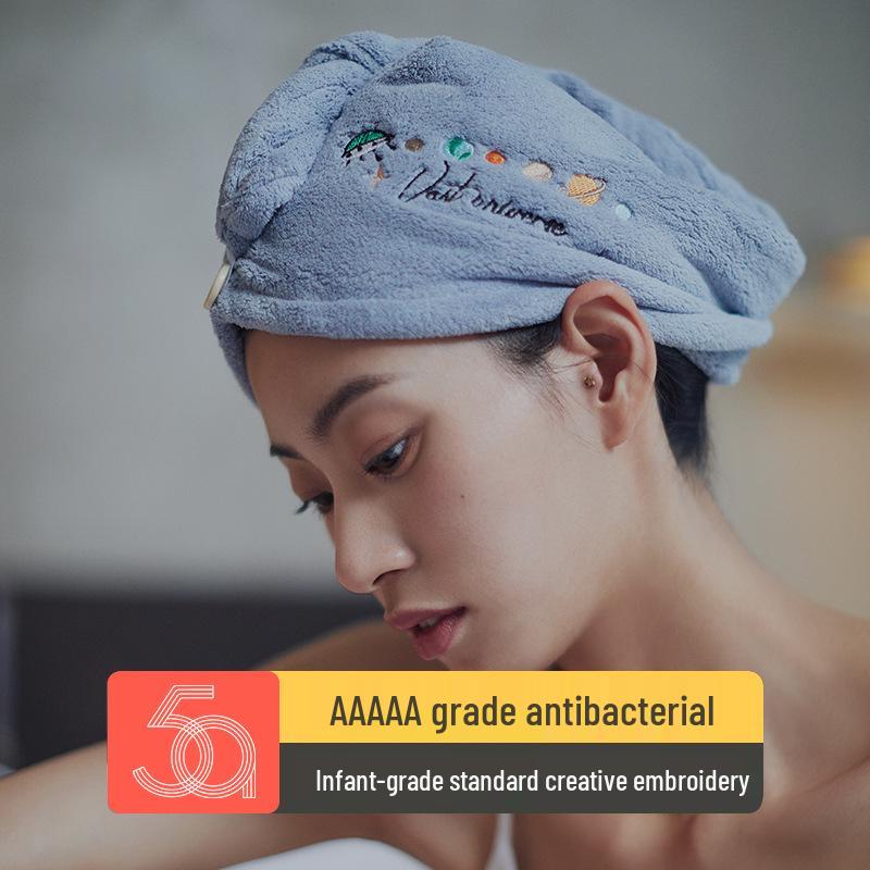 Tuqiang Hair Drying Towel - Absorbent & Cute Embroidery Bath Cap