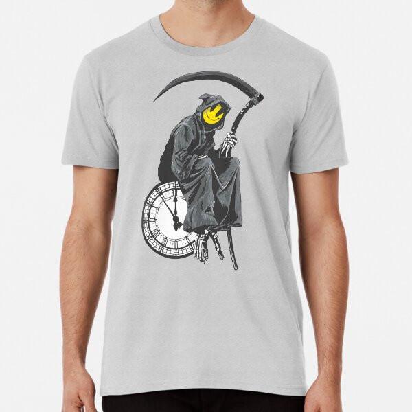 

banksy grim reaper clock S to 5XL Сделано в AU/США Футболка 3XL