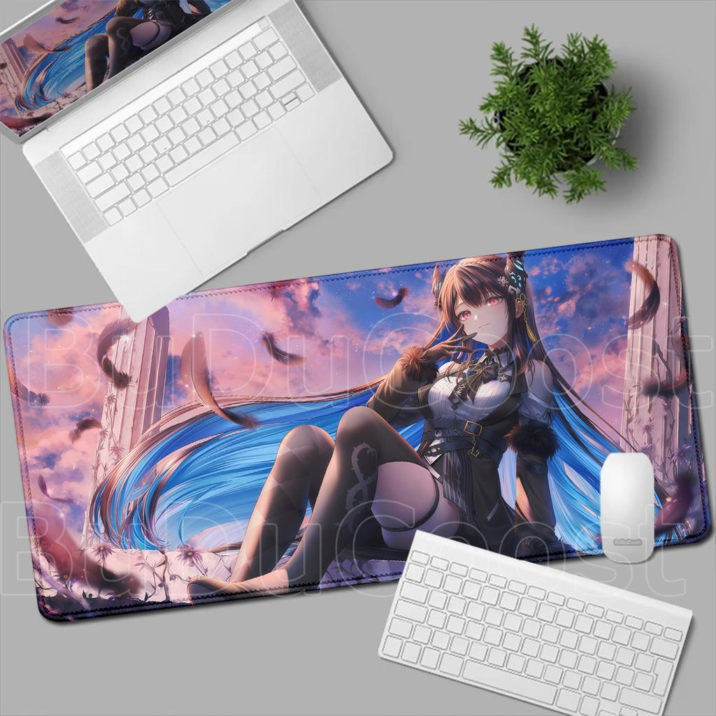 Mousepad Large Hololive Girl Nerissa Ravencroft Computer Game Rubber Locking Edge Keyboard Mat 900x400mm Washable Desktop Carpet