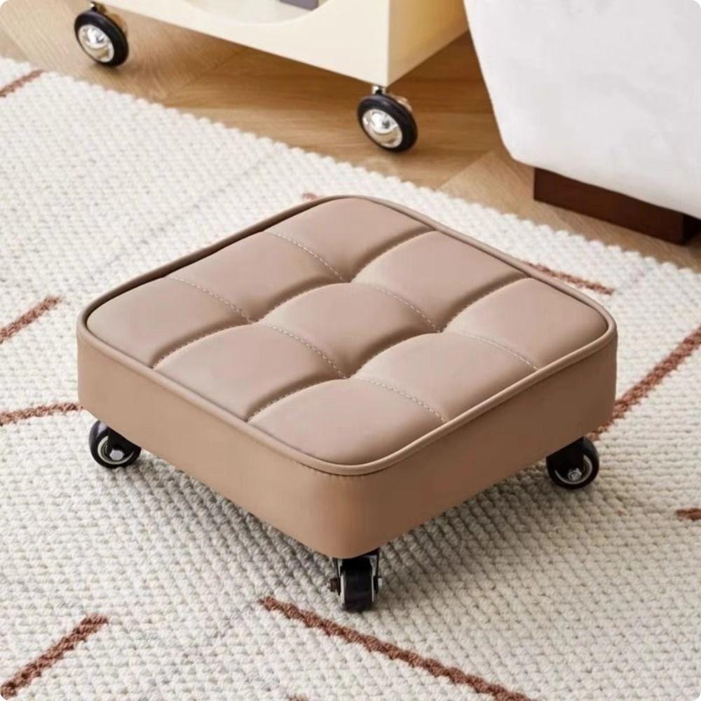 Upholstered Rolling Stool Square Shape Wheeled Short Bench Swivel Caster Stool  Tile Grouting