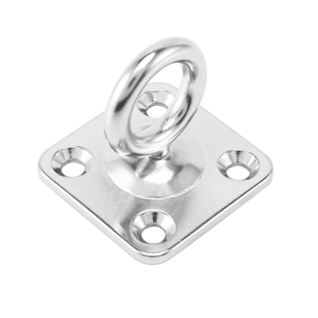 A84X-4Pcs Square Swivel Pad Eye Rotatable Ceiling Hook Wall Mounted Hook Stainless Steel Eye Pad Plate For Yoga (With Screws)