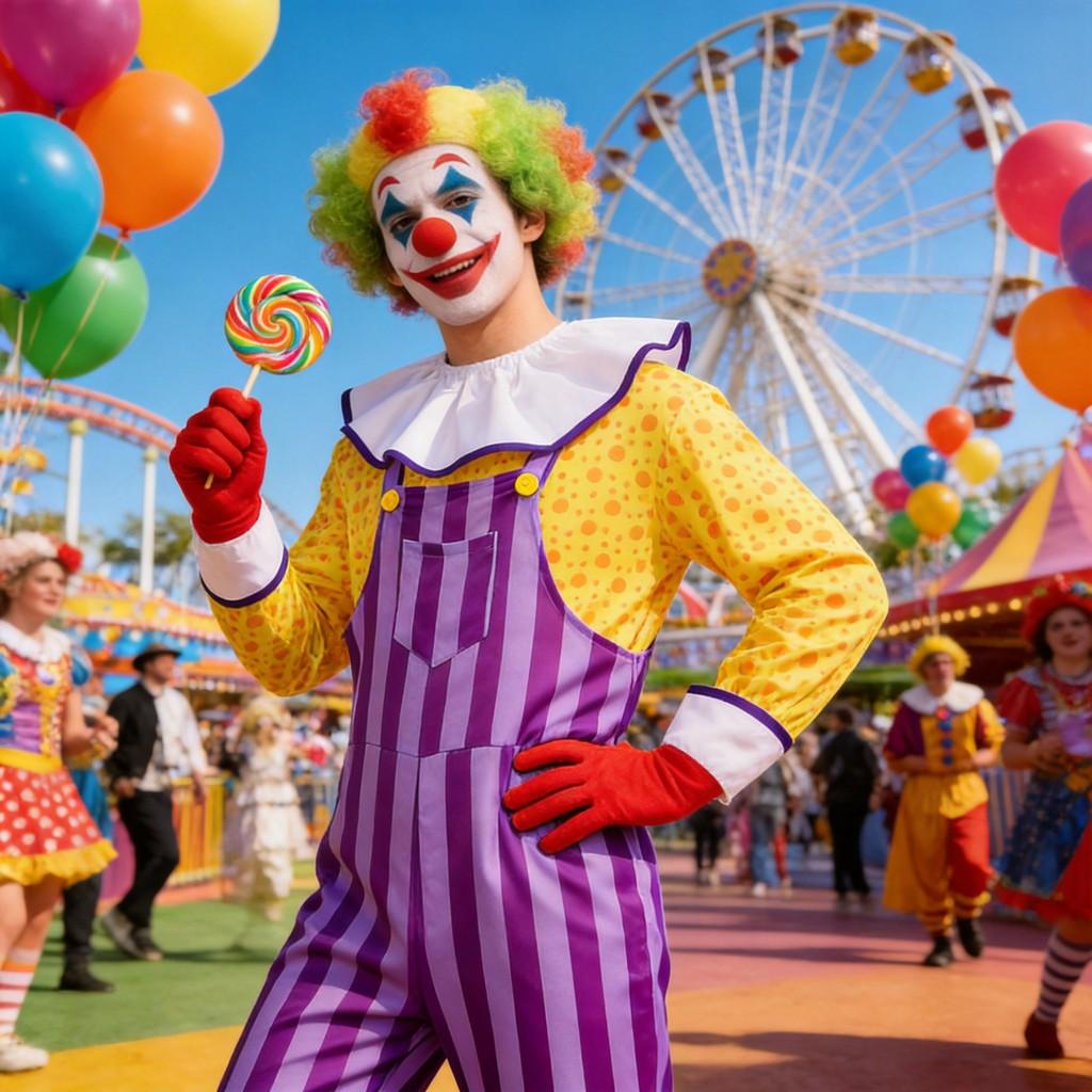 Sad Clown Cosplay Costume With Suspenders For Halloween And Stage Performances