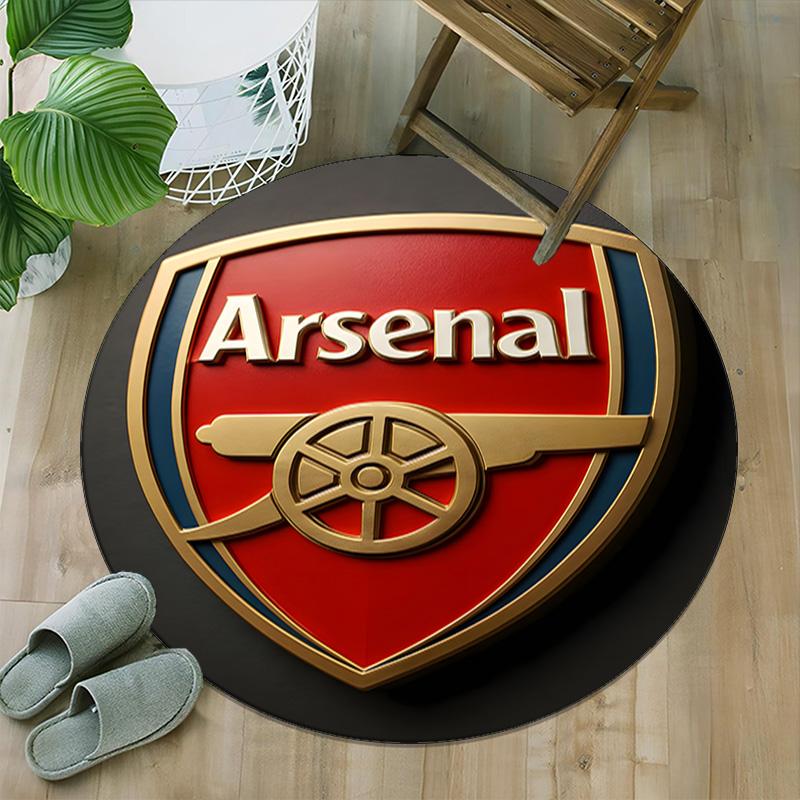 1pc A-Arsenal Carpet, Round Rug, Comfortable, Suitable for Entryways, Living Rooms, Office, And Bedrooms, Christmas Decoration