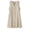 Women Sleeveless Loose Fit Dress V Neck Button Front Casual Summer Dress Lightweight Comfortable Fabric A Line Mini Dress