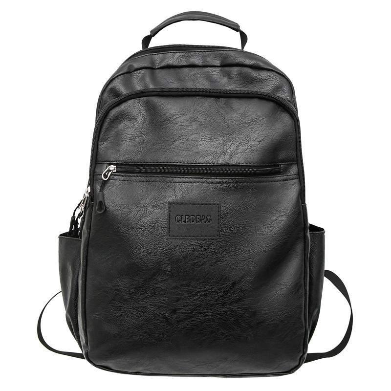 Sac à dos d'étudiant en cuir souple pour homme, grande capacité, pour ordinateur