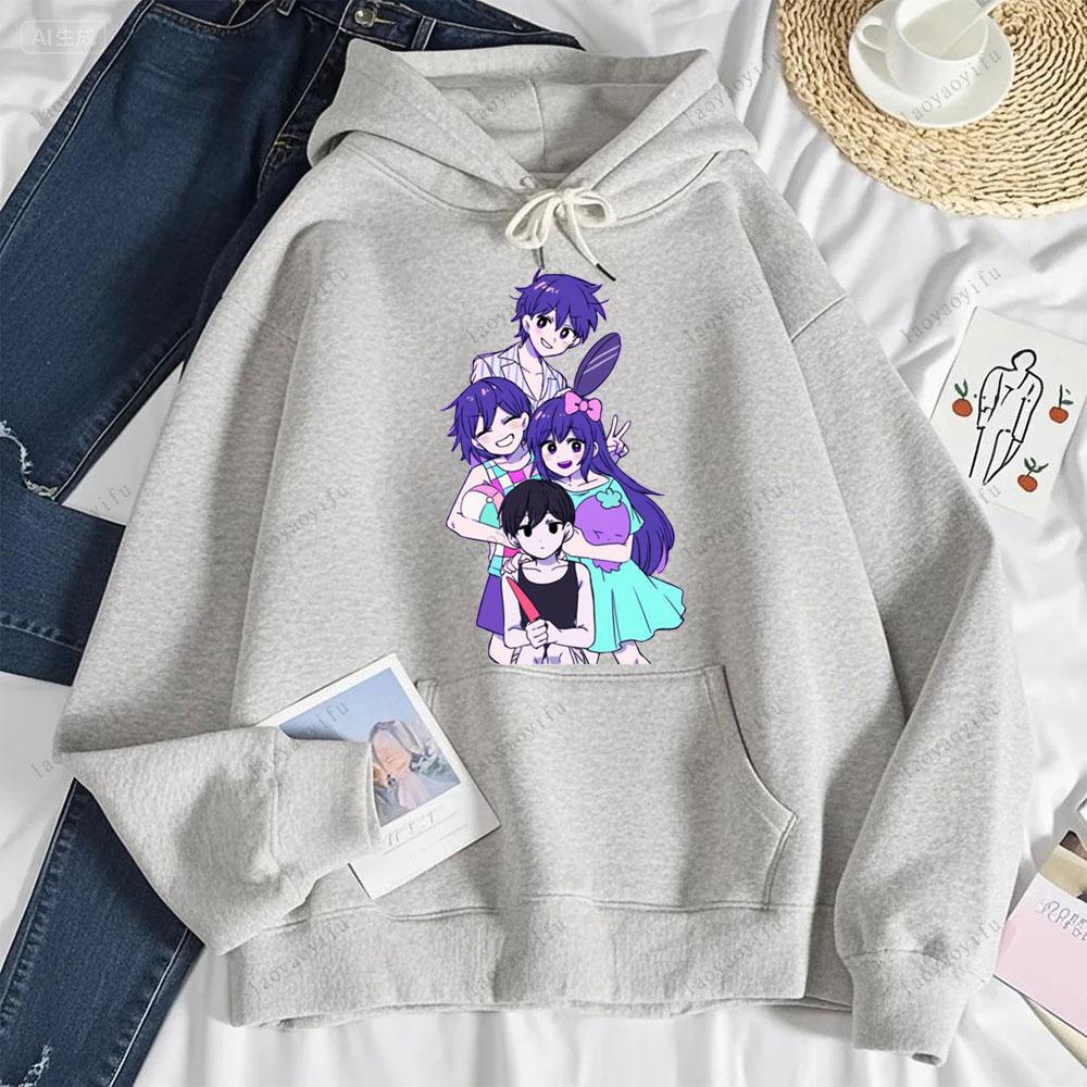 Omori Cute Hoodie Printed Sportswear Unique Hot Selling Autumn and Winter Pullover Cartoon Popular Men Pullover Street Fashion