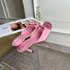 Square Head High Heel Cool Slippers Sweet Bow Stiletto Sandals Simple Temperament Slippers Open-toed Women's Shoes