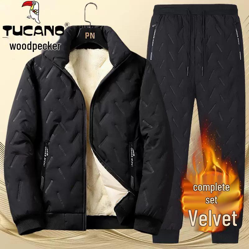 Woodpecker Herren Winter Warme Baumwoll-Sport-Hosen Set aus Lammwolle & Fleece