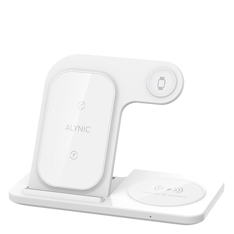Schreibtisch Schnelles Kabelloses Ladegerät Ständer Pad Faltbar Schnelles Ladestation Dock für iPhone 16 15 14 13 12 Pro Max Apple Watch Airpods