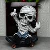 2025 Halloween Skateboard Skeleton Figurine Scary Resins Skull Statue Ornament Home Decors for Desktop Book Shelf