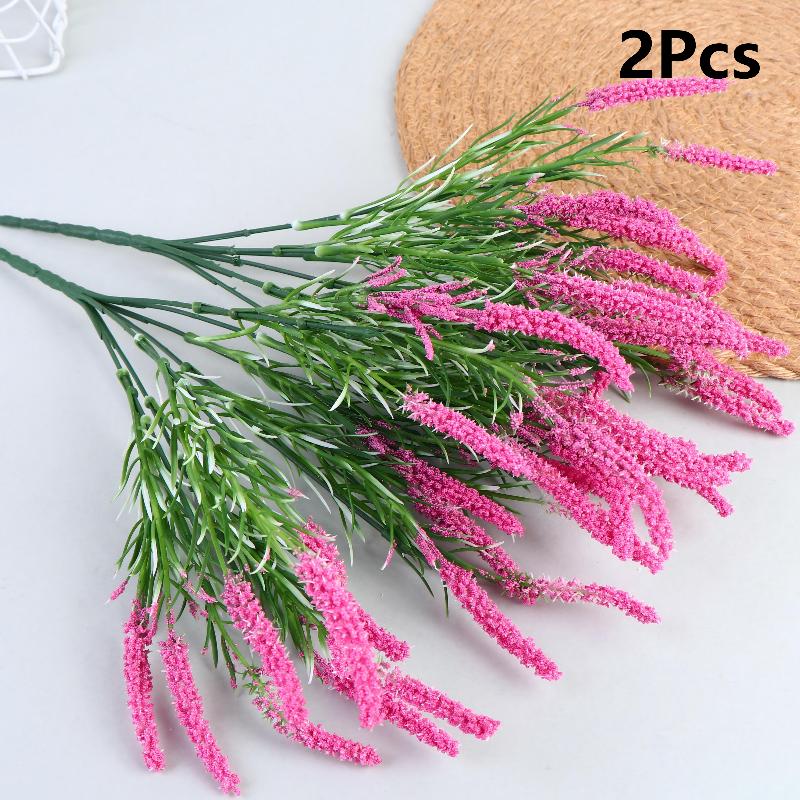 

2Pcs Artificial Lavender Wheat Bouquet Fake Flowers For Home Wedding Garden Outdoor Party Decoration Plastic Plants рожевий червоний колір