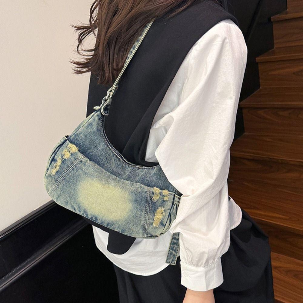 Temperament Casual Cowboy Dumpling Bag American Style Adjustable Strap Denim Tote Bag Harajuku Retro Handbag Daily
