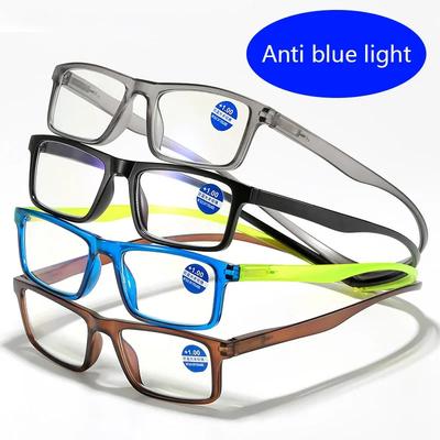 Occhiali da lettura da appendere al collo Uomo Donna Luce Blu Anti-Luce Portatili Ultra-leggeri Occhiali per Computer Montatura Quadrata