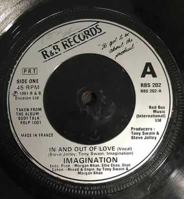 7palcová deska IMAGINATION - In And Out Of Love RBS202 R & B Records 1981 UK Soul/Funk Použitá