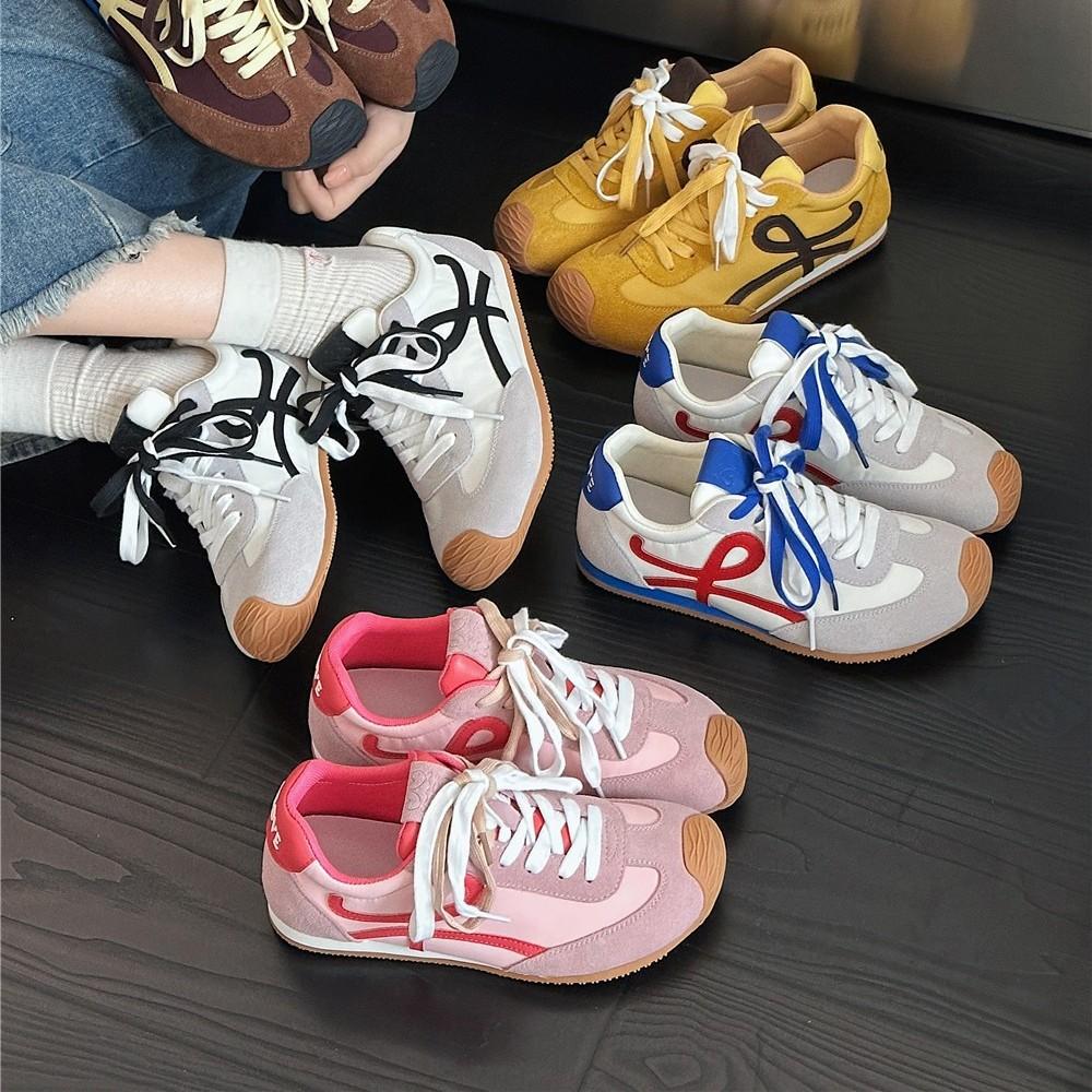 Yang Mi soft-soled women's spring color matching lace-up thick-soled casual sports shoes
