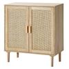 Rattan Cabinet, Rattan Storage Cabinet with 2 Magnetic Doors and Adjustable Shelves, Sideboard Buffet Cabinet for Hallway, Entryway