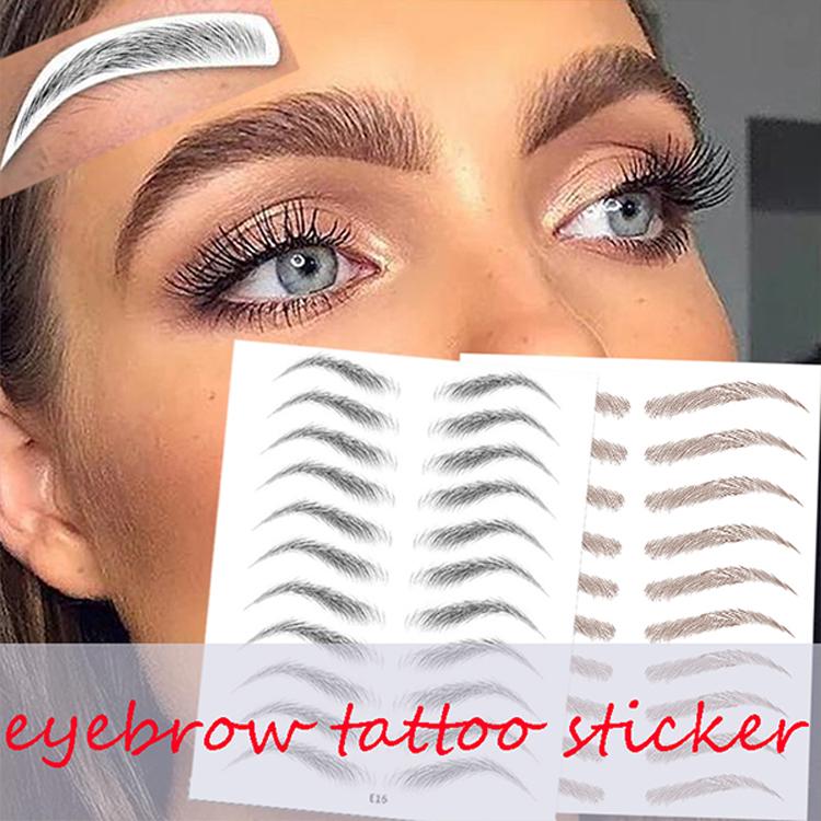 Light Brown Temporary 4D Eyebrow Tattoo Transfers for Women Makeup Supplies