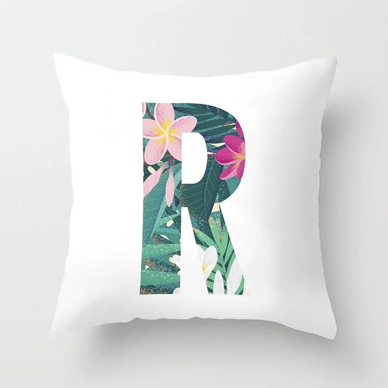 Luxury Home Pillowcase Square Office Decoration Cushion Cover Simple Floral English Letter Pattern Decoration