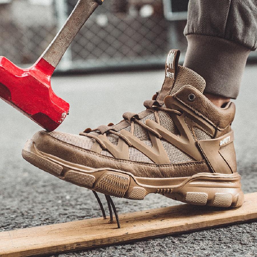 Men's Lightweight Breathable Safety Work Shoes Indestructible Shatterproof Comfortable Sneakers Plastic Head Design