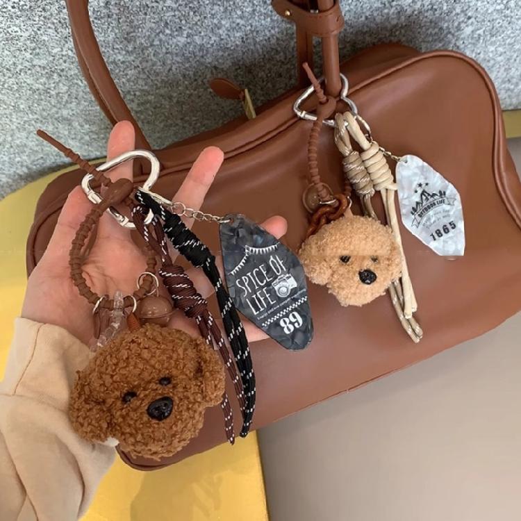 Practical Bag Pendant Cartoon Bear Dog Keychain Plush for Keys and Bags Soft and Practical Designs Bag Charm