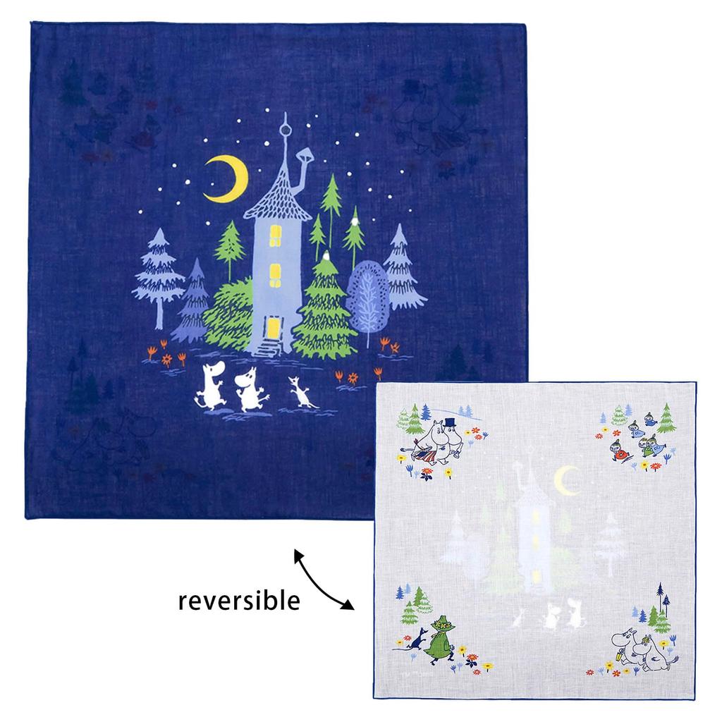 JIKAN STYLE Moomin Goods Nordic Gift Lunch Cloth Bento Wrap Cotton Navy Blue Go Little My 48 x 48 cm 12 x 12 05936 Go 100% "Let's Home" Approx.