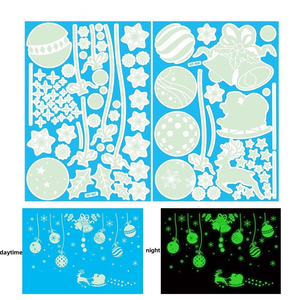 Glow In The Dark Christmas Window Wall Stickers Snowflake Window Glass Stickers  Xmas