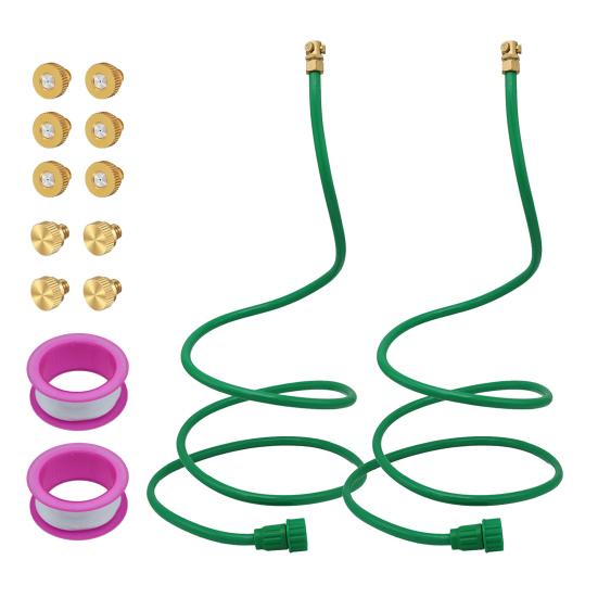 

Шланг-распылитель для улицы, гибкая система туманообразования, охлаждающий распылитель, портативный распылитель воды для патио, курятника, сада, заднего двора, птичьей поилки 2pcs зелёный