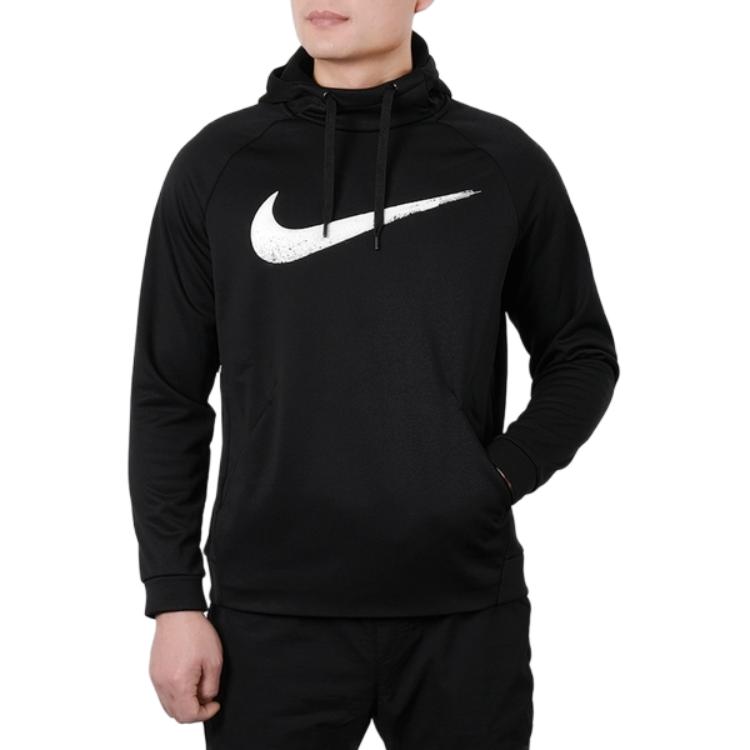 Nike Felpa con cappuccio casual sportiva con logo grande da uomo nera BQ8106-010