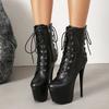 Women's high-heeled short boots sexy European and American style waterproof table thin heel large size Roman short boots