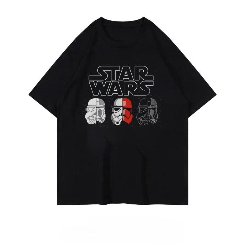 Star Wars Commemorative Edition Pure Cotton Men and Women Short Sleeved Cartoon Printed Short Sleeved Casual Parentchild Top