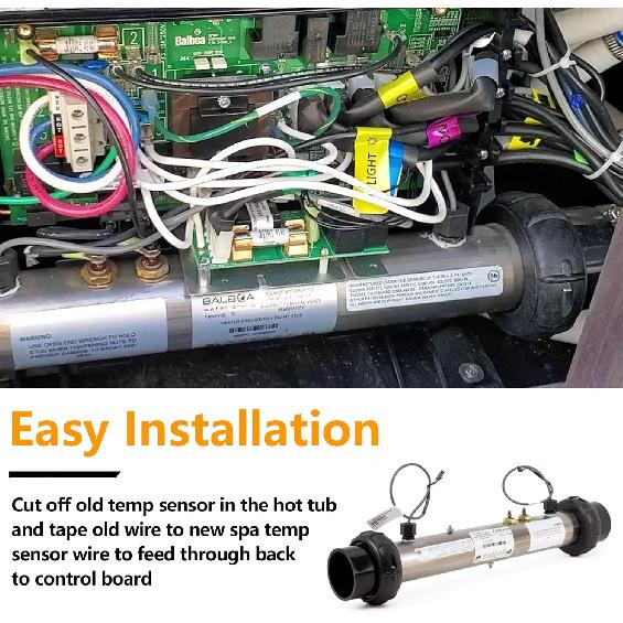 Hot Tub Sensor-Compatible with Balboa Spa Heater M7 System 30344 30042 30382, 24" Temp/Hi-Limit, 1/4" Dia Dual Purpose Sensor Hot Tub Heater (2-Pack)
