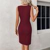 Vestito Vestibilità Donna Nuovo Stile Senza Maniche Svuotato Pieghettato Stile Elegante