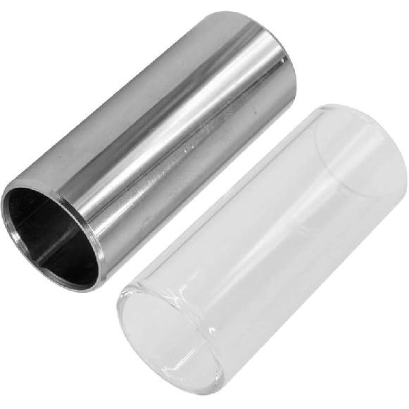 Набор из 2 слайдов для гитары, стеклянный слайд для гитары 60 мм и слайд из нержавеющей стали для акустической, электрогитары и бас-гитары 2pcs 60mm