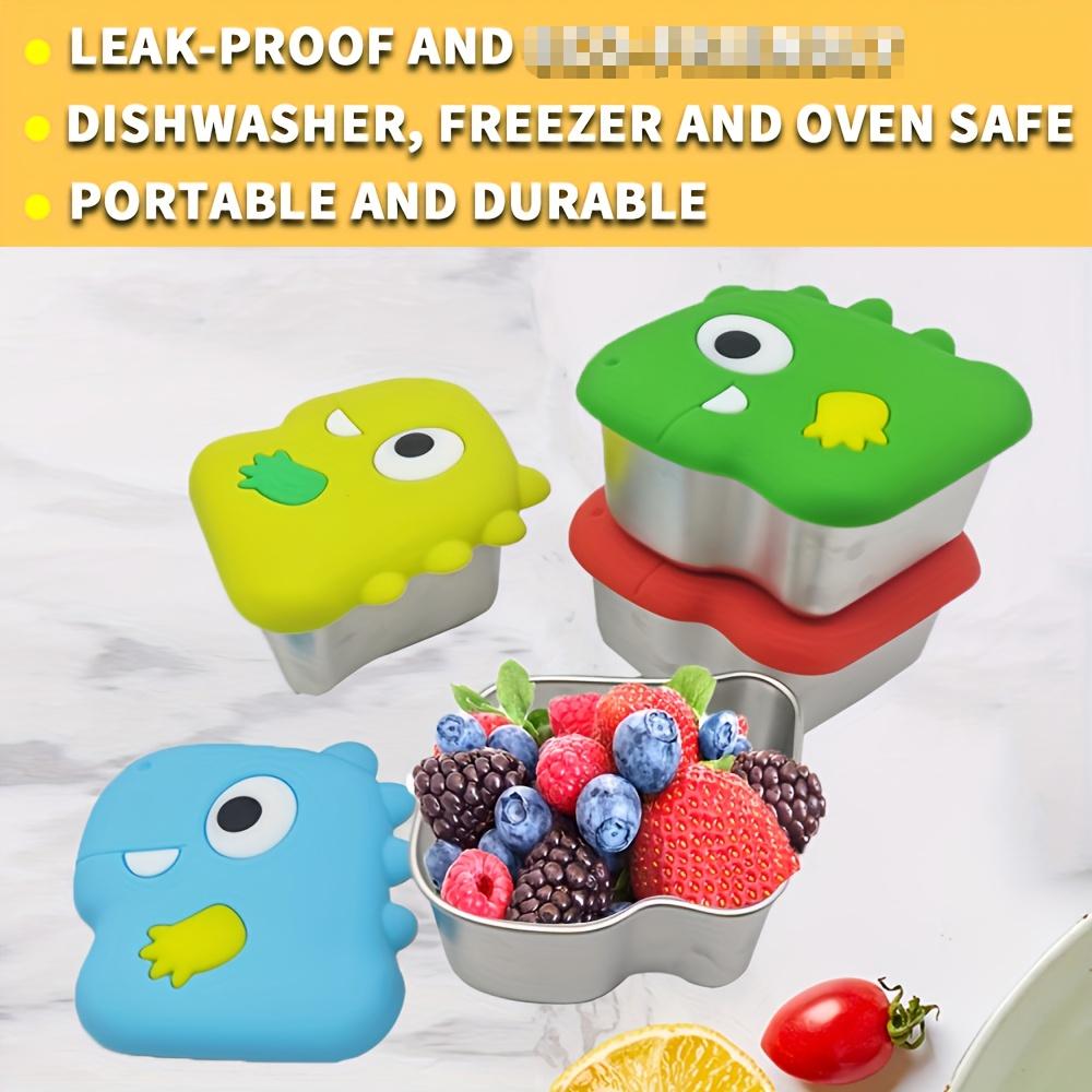 3 шт контейнеры для закусок из нержавеющей стали маленький контейнер для хранения продуктов с силиконовой крышкой герметичный ланч-бокс бенто многоразовый металлический ланч-бокс из нержавеющей стали 304 3 pack red yellow blue 2189₽