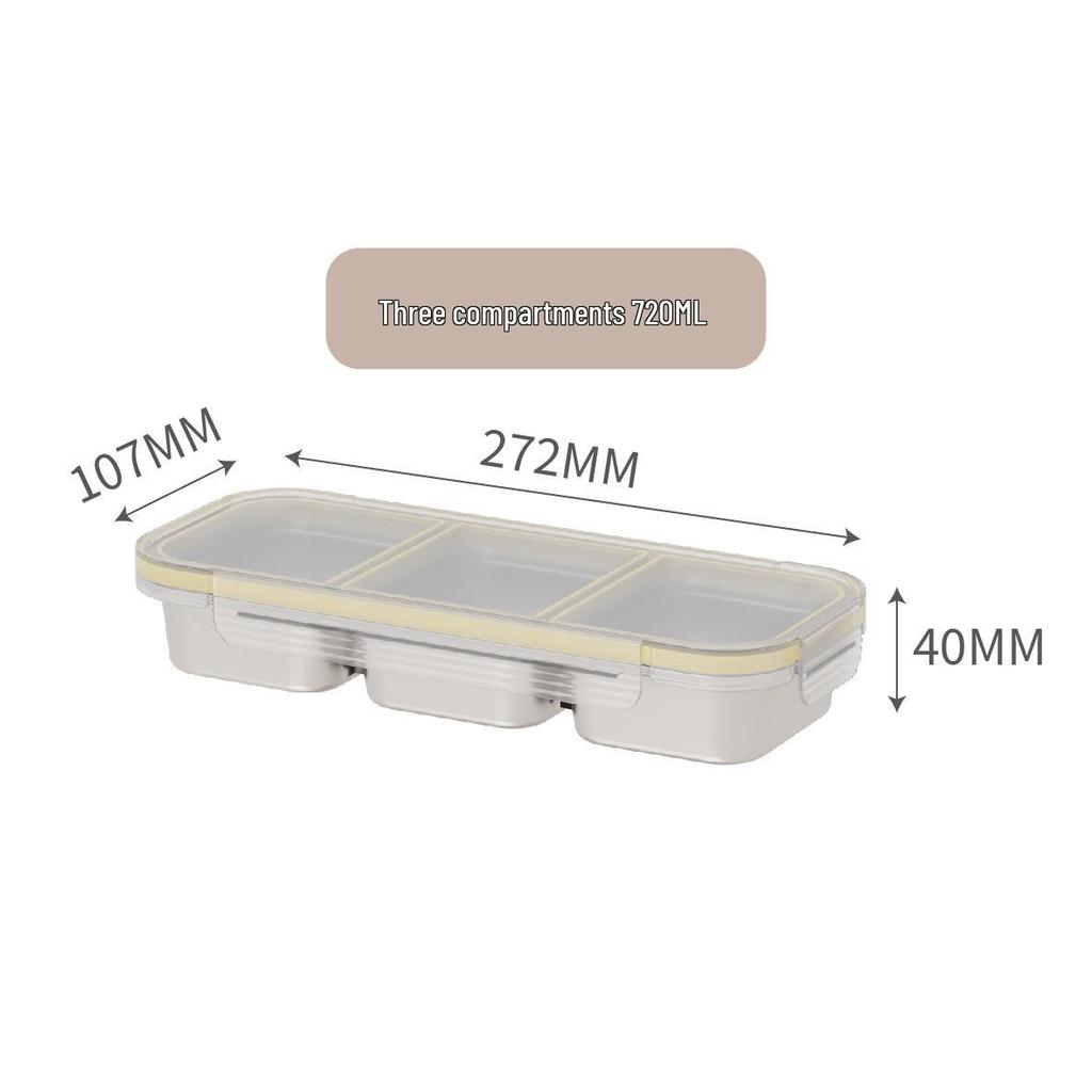304 Stainless Steel Bento Box with Compartmented Sealing, Fat-Reducing Design, and Flavor-Protecting Features for Refrigerator/Freezer Use.