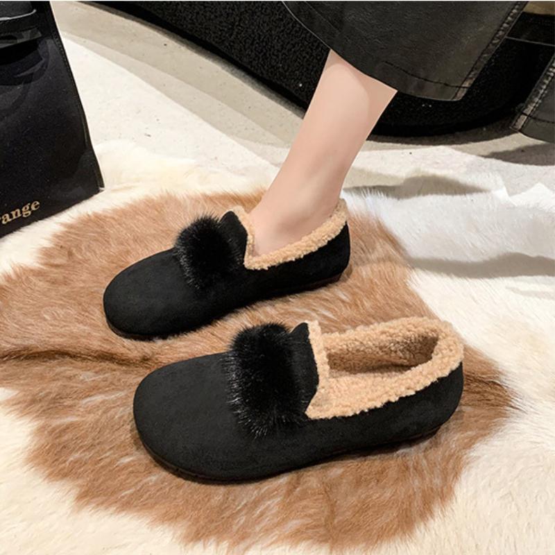 Soft Soled Fashionable Women's Shoes 2024 Winter New Casual Plush Flat Bottomed Cotton Shoes Minimalist Vulcanized Shoes Trafza
