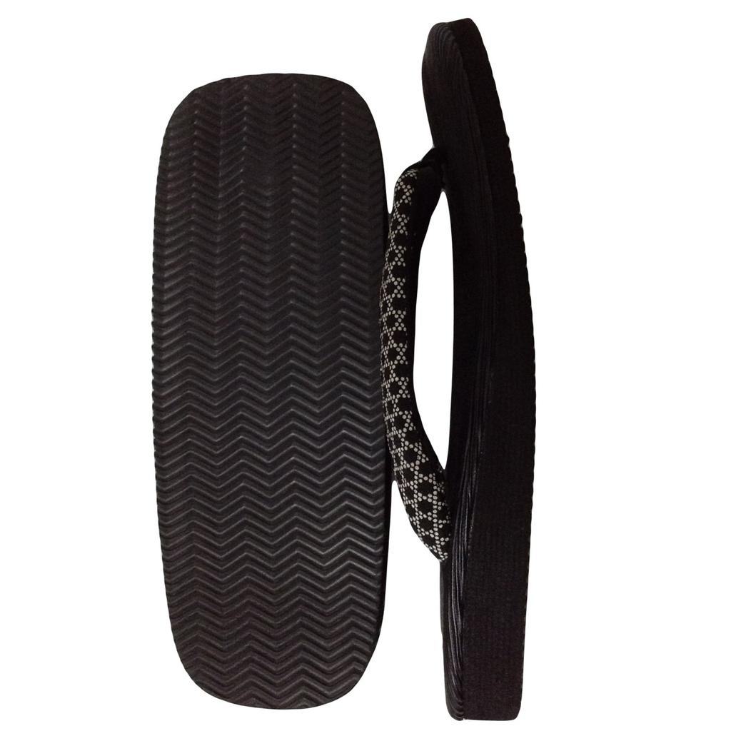 Edoten Geta Sandals, Made in Japan, Black Brushed Sandals, Sponge Lining, Basket Weave, Size LL