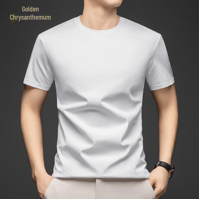 Jinjuan Men's Solid Color Cooling Breathable Round Neck T-Shirt