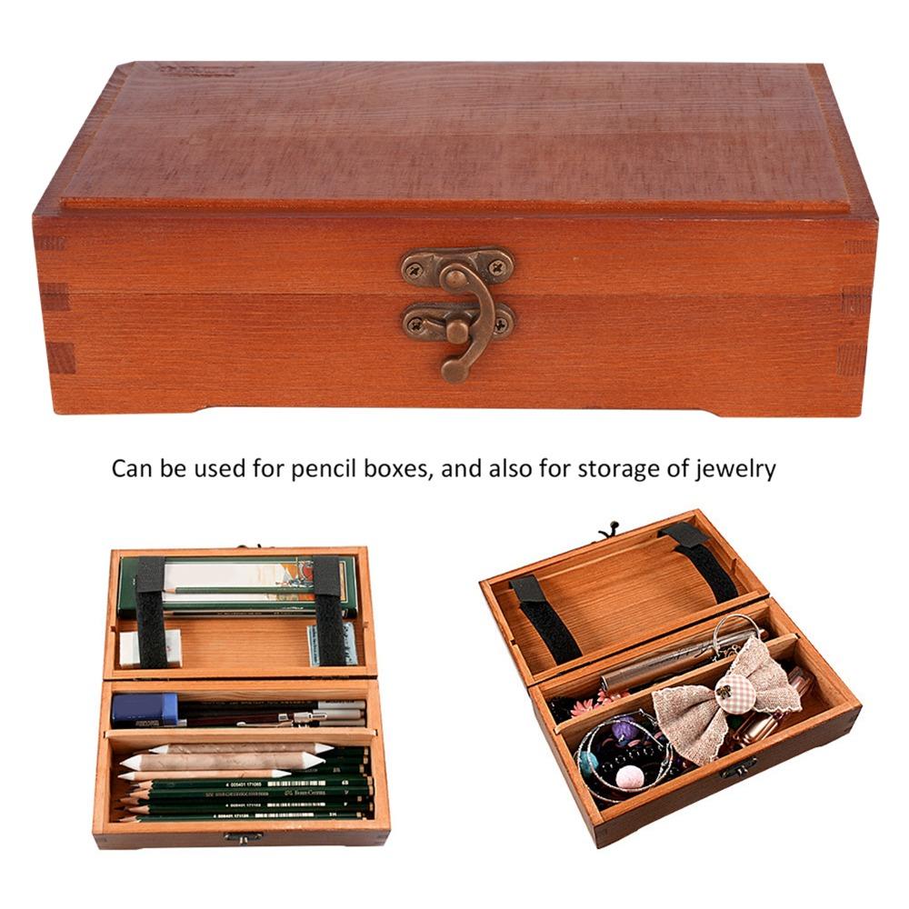 1PCS Lockable Closure Pencil Storage Case Hinged Lid Design Jewelry Organizer Box Home Decoration