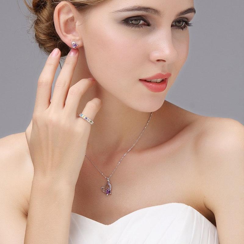 Buy Fashion Ladies Zircon Heart Love Elegant Pendant Necklace Jewelry