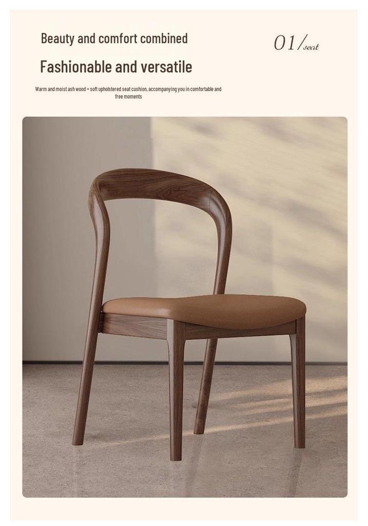 Solid Wood Vintage Modern Minimalist Dining Chair with Backrest for Home, Hotel, or Restaurant