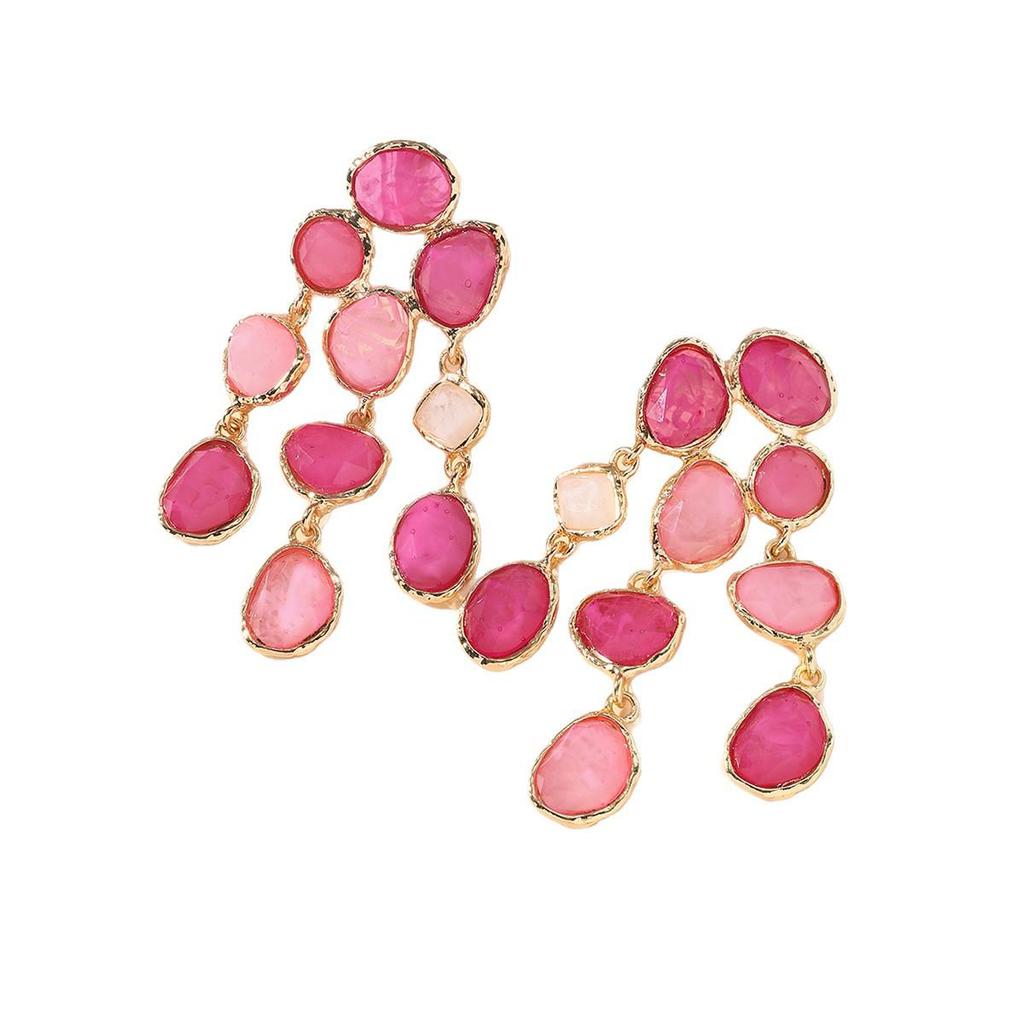 Geometric Resin Tassel Earrings: Colorful & Layered Retro Fashion Accessory