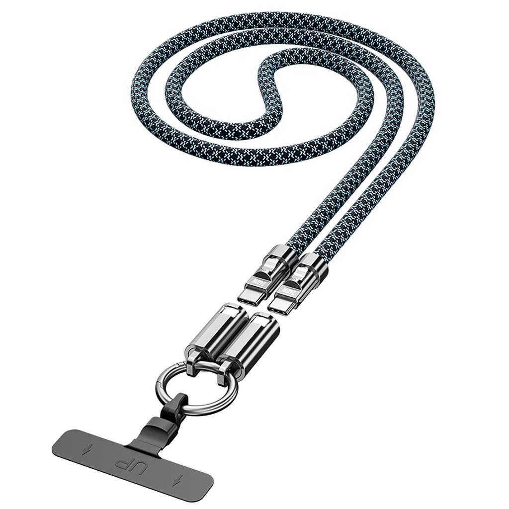 Phone Lanyard Cable 240W Fast Charging Type-C to Type-C Wire with Zinc Alloy Lock Smart Chip 120cm for Laptop Tablet Phone Data Sync
