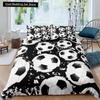 3D Football King Queen Duvet Cover Soccer Bedding Set for Kids Teens Boys Ball Sports White Red 2/3pcs Polyester Quilt Cover