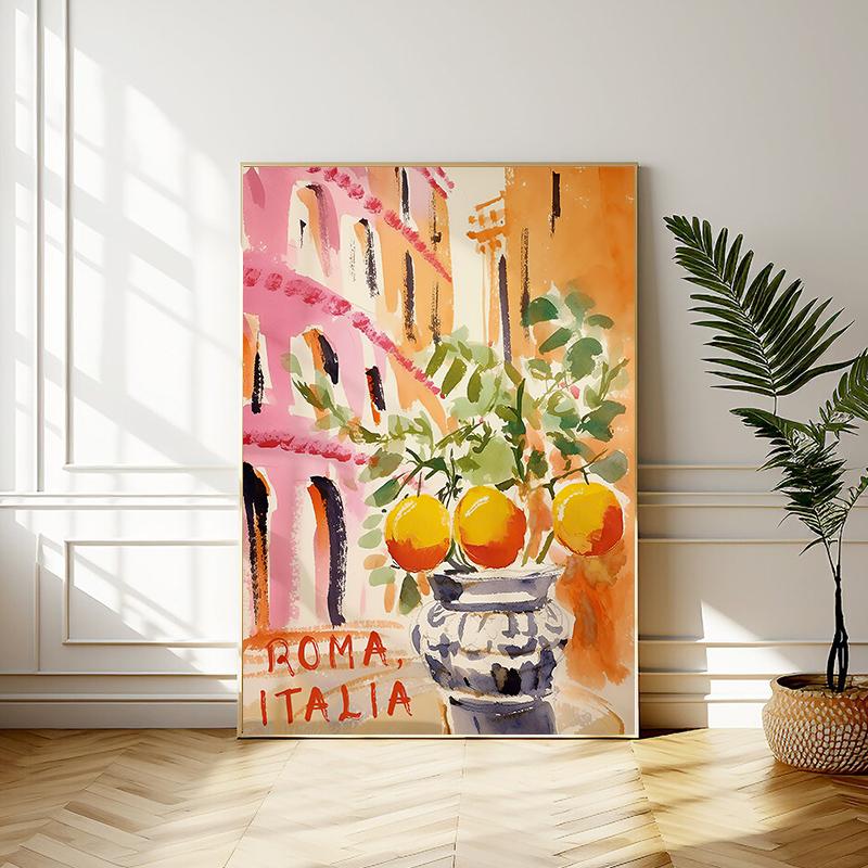 La Dolce Vita Lemon Posters and Prints Retro Spritz Canvas Painting Santorini Italy Travel Wall Art Poster Living Room Decor