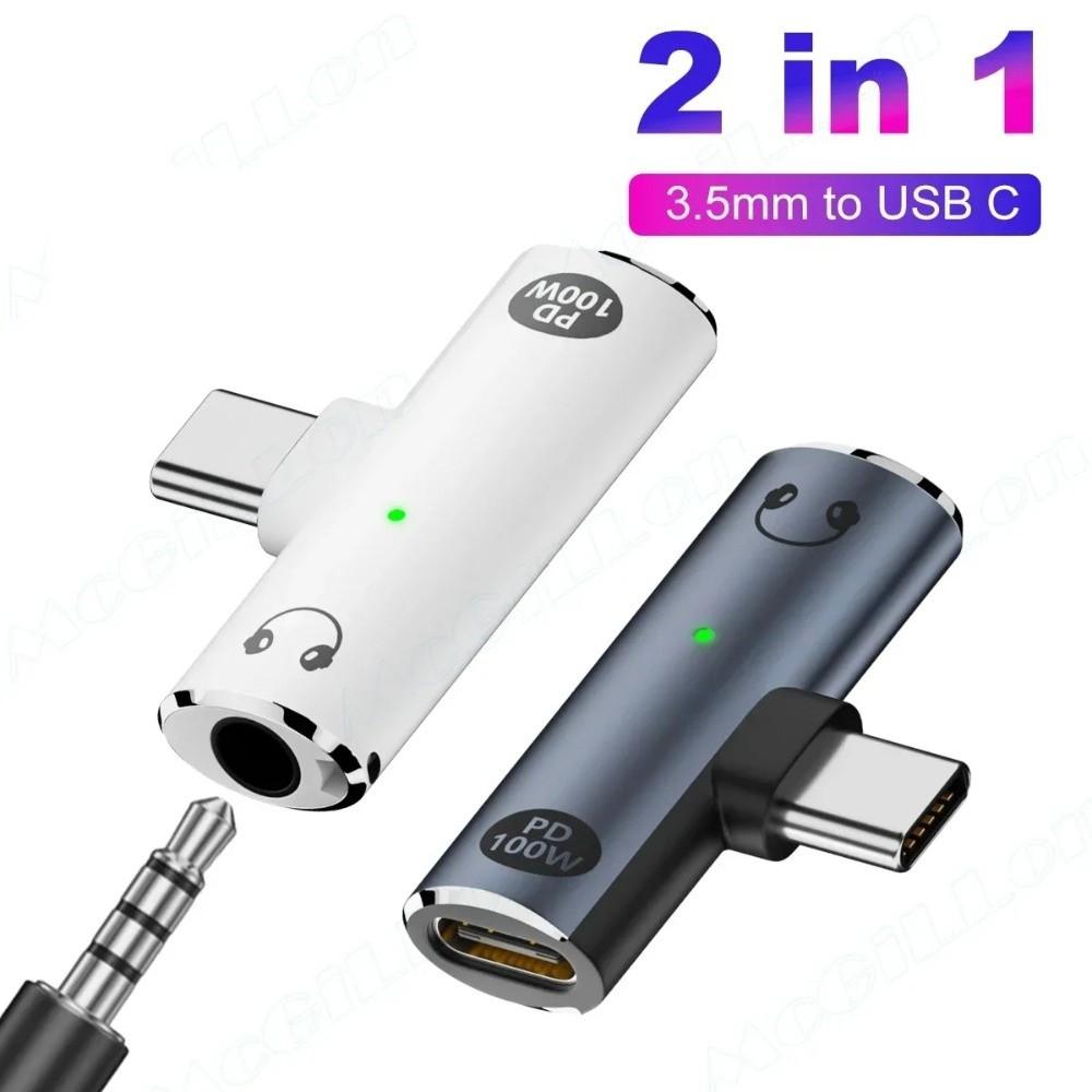 PD 100W 2-in-1 Audio Adapter Converter USB C Charge Adapter Aux USB C To 3.5mm Adapter  Laptops