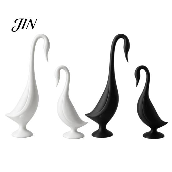 3D Printed Swan Ornament 2Pcs Figurine, Artistic Sculpture with Stable Base, Decorative Collectible Desktop Art Double Ornaments, Minimalist